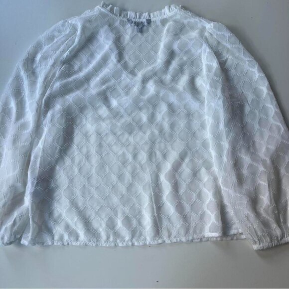 Banana Republic Sheer White Patterned Blouse size Medium - Picture 4 of 5
